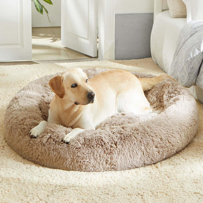 Anti-Anxiety Calming Dog & Cat Cuddler Donut Bed, with Fluffy Faux Fur Cushion 